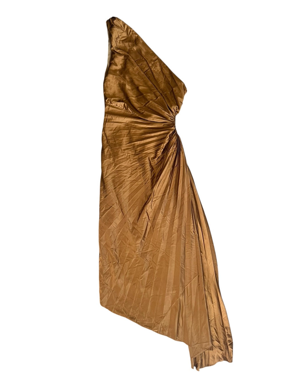 Dress Forum Novelle One Shoulder Pleated Assymetrical Pleated Maxi Dress Sz M - Picture 6 of 14